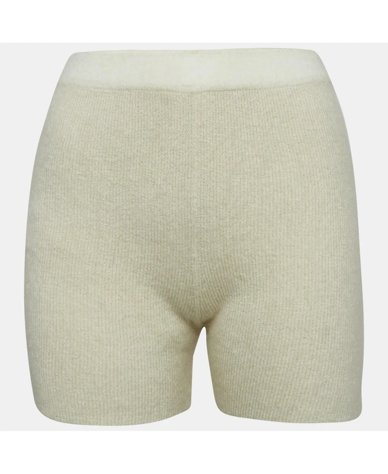 Pre-Owned Jacquemus Women's Cream Textured Rib Kit Shorts