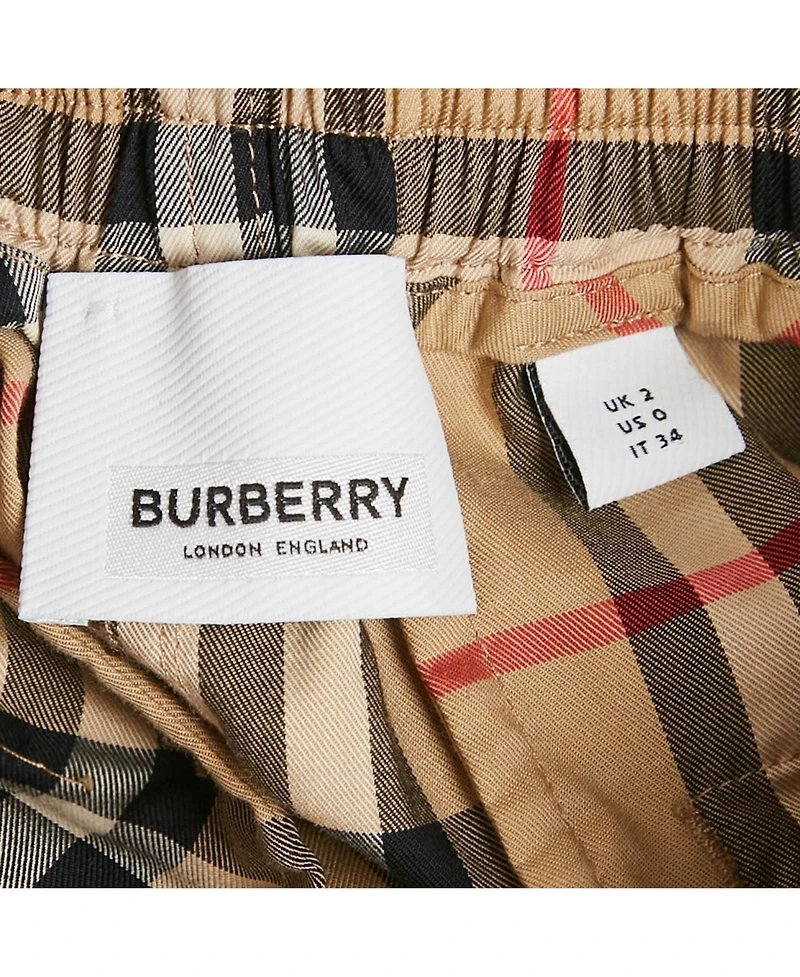 Pre-Owned Burberry Women's Check Print Cotton Contrast Side Trim Louane Trousers