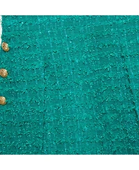 Pre-Owned Balmain Women's Green Tweed Button Detail High Rise Shorts