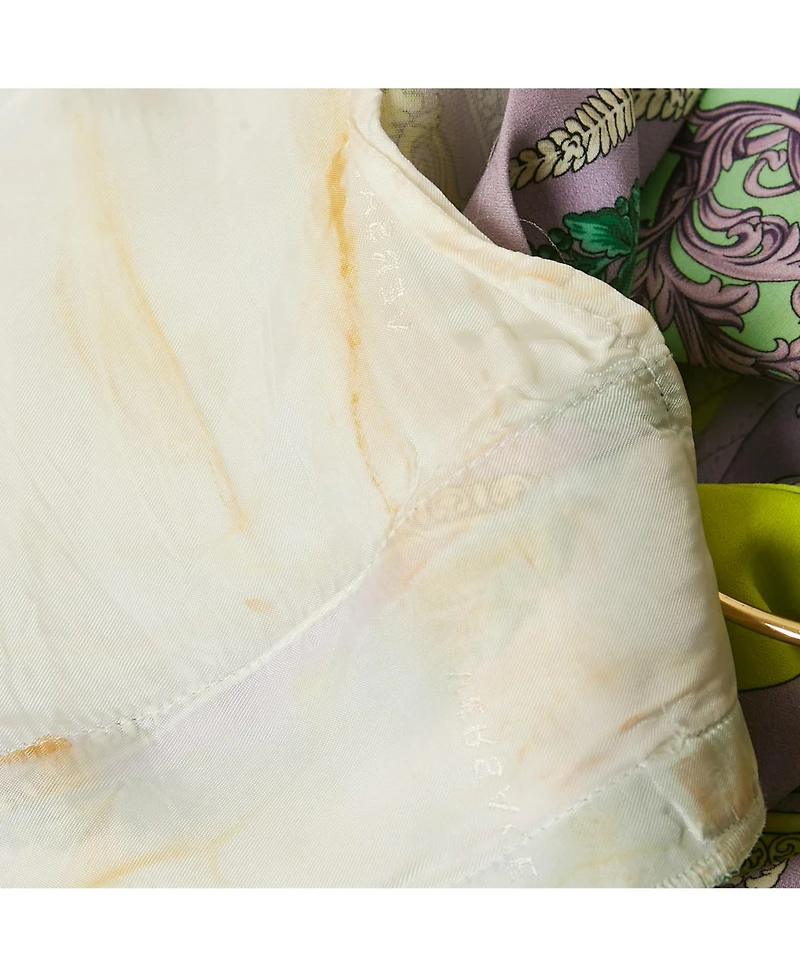 Pre-Owned Versace Women's Green Barocco Crepe Metallic Ring Detail Shorts