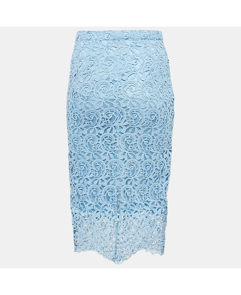Pre-Owned Burberry Women's Pale Blue Lace Pencil Skirt