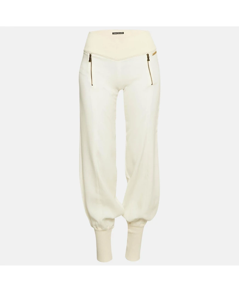 Pre-Owned Versace Women's Jeans Couture Chiffon And Rib Knit Trim Joggers