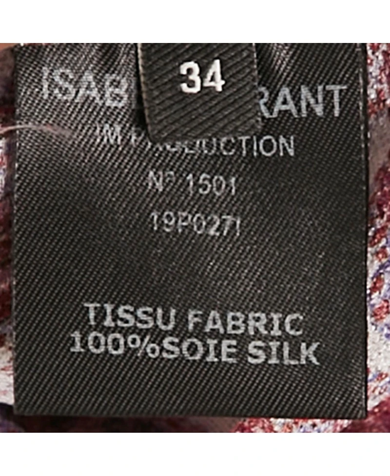 Pre-Owned Isabel Marant Women's Purple Printed Silk Ruffle Detail Top