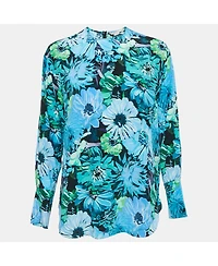 Pre-Owned Stella Mccartney Women's Blue Floral Print Silk Blouse