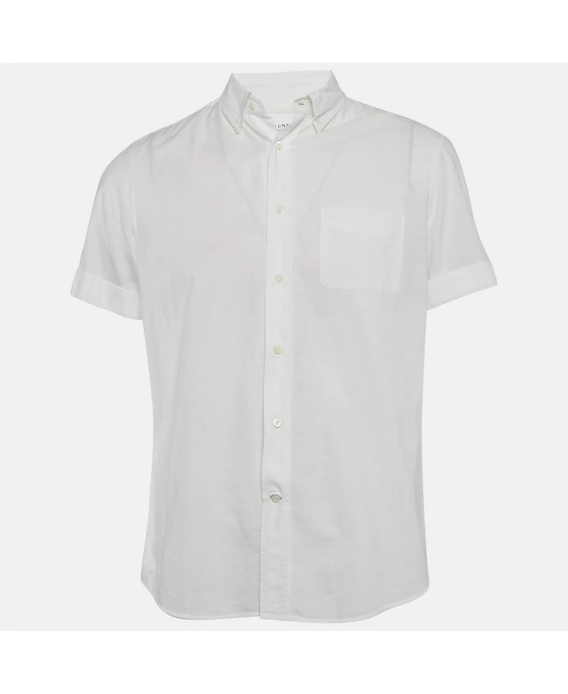 Pre-Owned Brunello Cucinelli Men's White Cotton Buttoned Half Sleeve Shirt