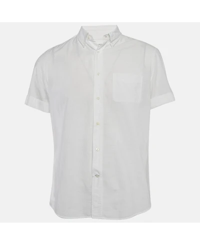 Pre-Owned Brunello Cucinelli Men's White Cotton Buttoned Half Sleeve Shirt