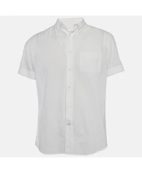Pre-Owned Brunello Cucinelli Men's White Cotton Buttoned Half Sleeve Shirt