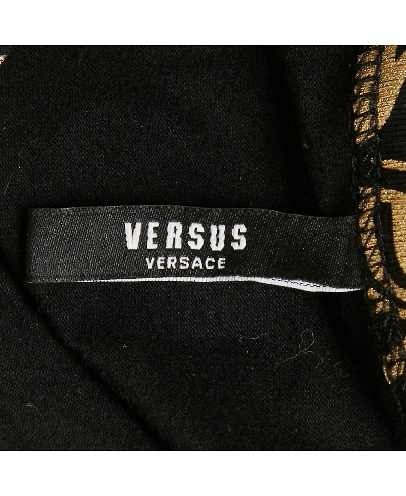 Pre-Owned Versace Women's Pre-Owned Versus Versace Black Metallic Print Cotton Crew Neck T-Shirt