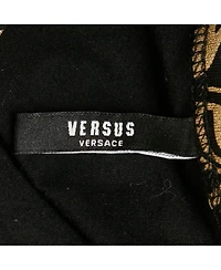 Pre-Owned Versace Women's Pre-Owned Versus Versace Black Metallic Print Cotton Crew Neck T-Shirt