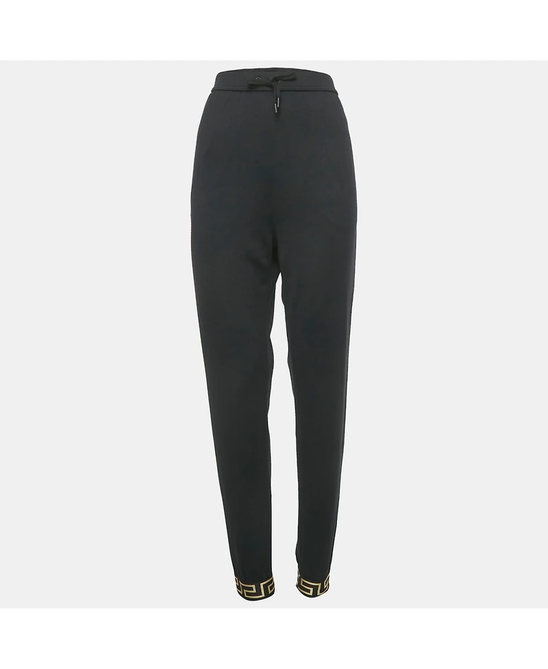 Pre-Owned Versace Women's Black Greca Trim Jersey Joggers