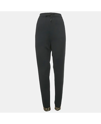 Pre-Owned Versace Women's Black Greca Trim Jersey Joggers