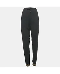 Pre-Owned Versace Women's Black Greca Trim Jersey Joggers