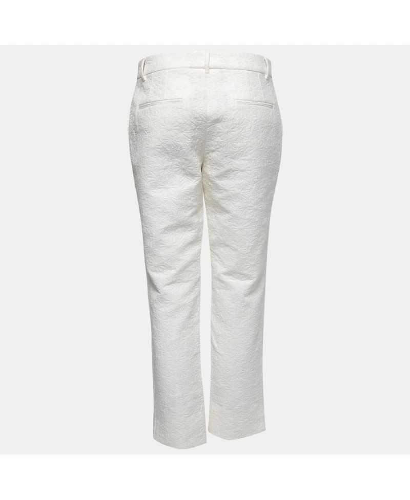 Pre-Owned Dolce & Gabbana Women's White Floral Jacquard Tapered Trousers