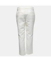 Pre-Owned Dolce & Gabbana Women's White Floral Jacquard Tapered Trousers