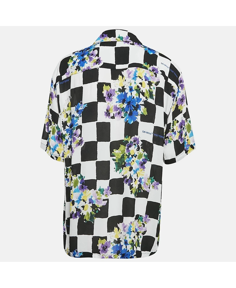 Pre-Owned Off-White Women's Check Floral Print Crepe Shirt
