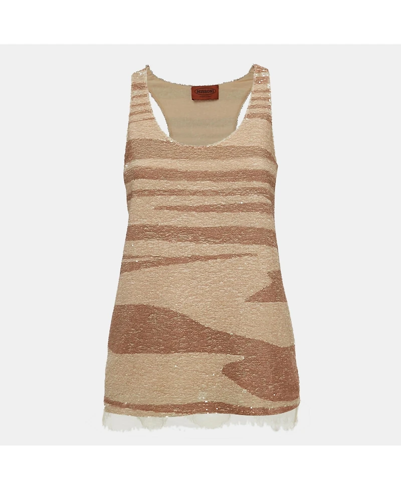 Pre-Owned Missoni Women's Beige Striped Sequin Tank Top