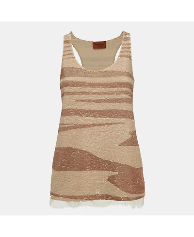 Pre-Owned Missoni Women's Beige Striped Sequin Tank Top