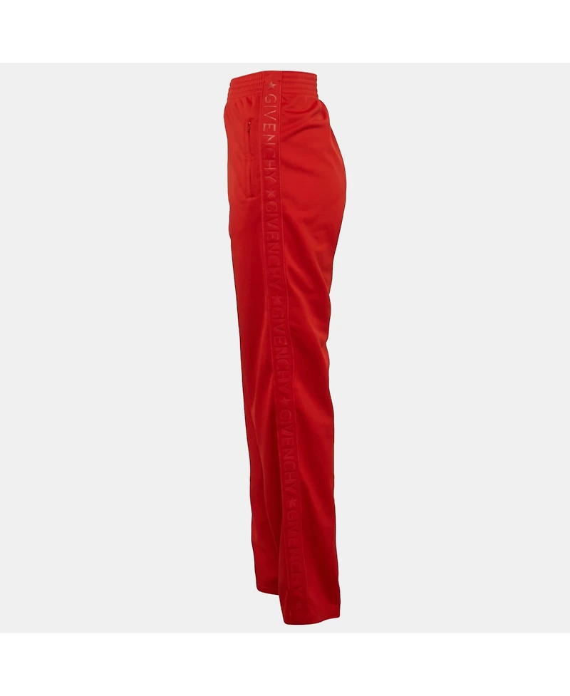 Pre-Owned Givenchy Women's Red Logo Print Jersey Trackpants
