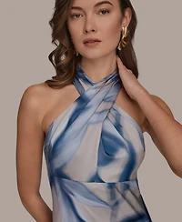 Donna Karan New York Women's Halter Neck A-Line Midi Dress