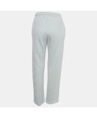 Pre-Owned Off-White Women's White Print Cotton Drawstring Straight Leg Pants