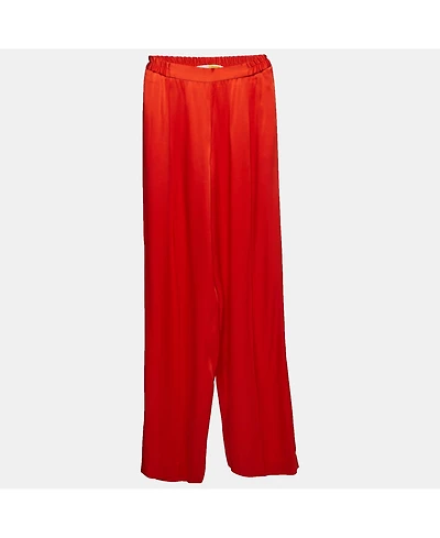 Pre-Owned Stella Mccartney Women's Red Satin Straight Leg Trousers