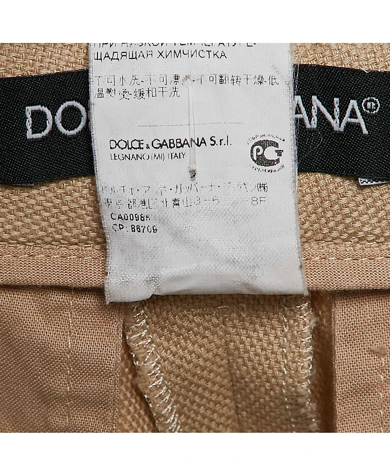 Pre-Owned Dolce & Gabbana Women's Beige Cotton Blend Trousers