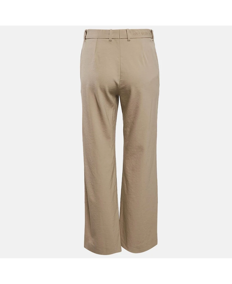 Pre-Owned Balenciaga Women's Beige Gabardine Straight-Leg Formal Trousers
