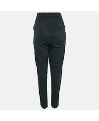 Pre-Owned Dolce & Gabbana Women's Blue Embroidered Cotton Knit Drawstring Track Pants