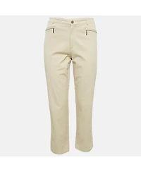 Pre-Owned Burberry Women's London Beige Gabardine Cotton Trousers