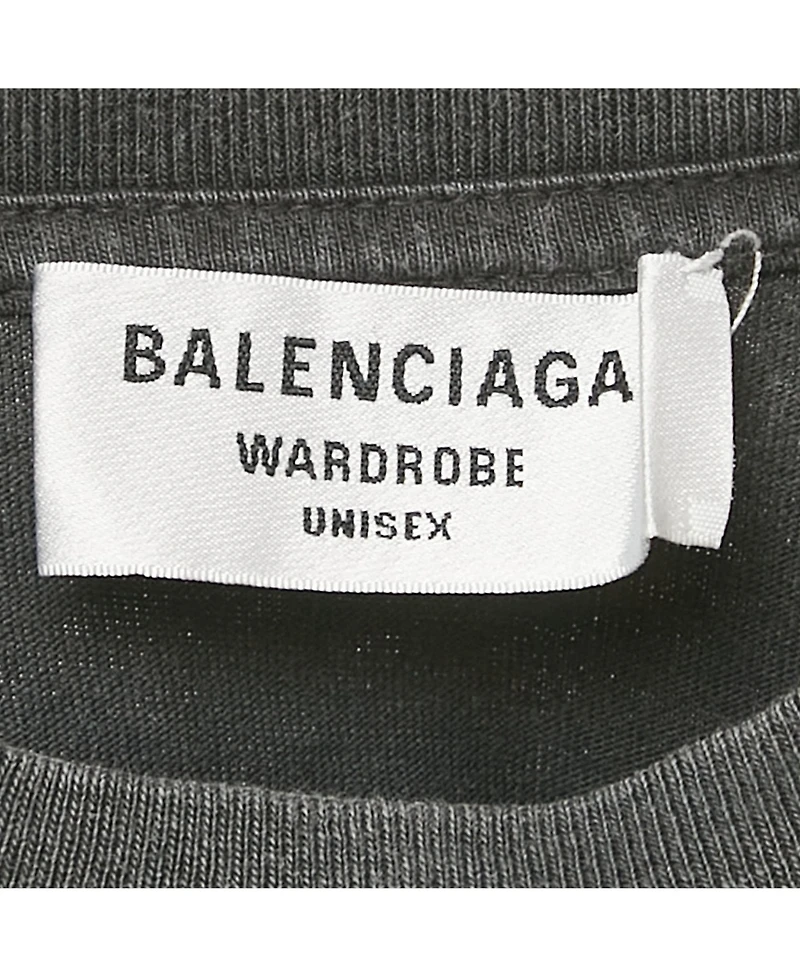 Pre-Owned Balenciaga Men's Grey Logo Embroidered Jersey T-Shirt