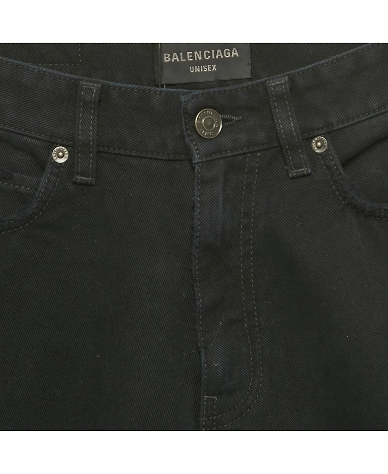 Pre-Owned Balenciaga Men's Unisex Black Denim Raw Edge Shorts
