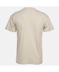 Pre-Owned Balenciaga Men's Beige Logo Print Jersey T-Shirt