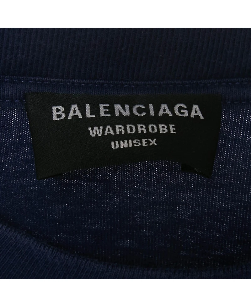 Pre-Owned Balenciaga Men's Unisex Blue Logo Print Jersey T-Shirt