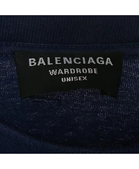 Pre-Owned Balenciaga Men's Unisex Blue Logo Print Jersey T-Shirt
