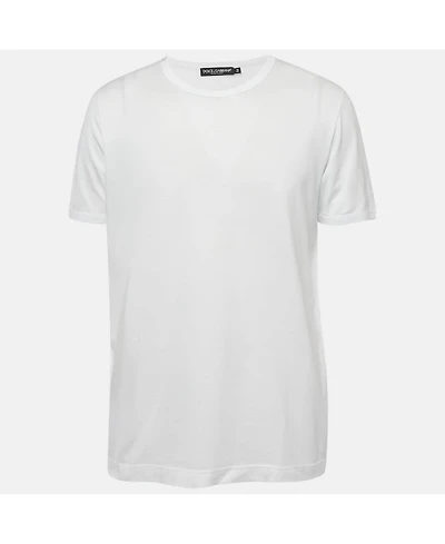 Pre-Owned Dolce & Gabbana Men's White Jersey Crewneck T-Shirt