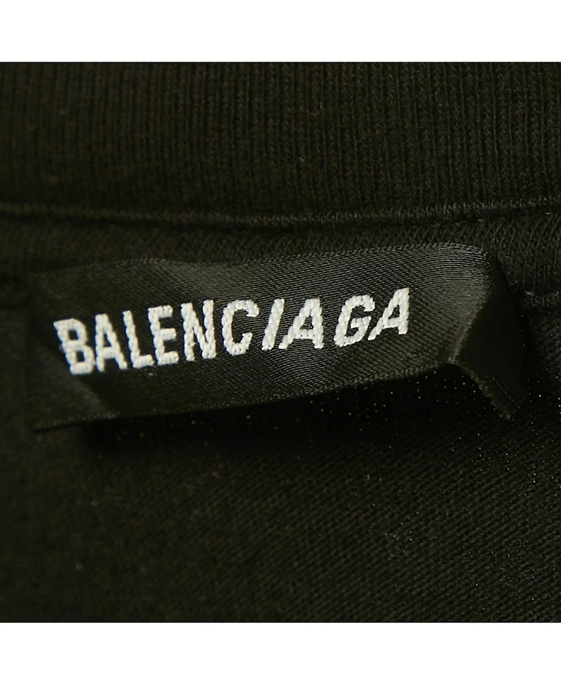 Pre-Owned Balenciaga Men's Black Logo Print Cotton Crewneck T-Shirt