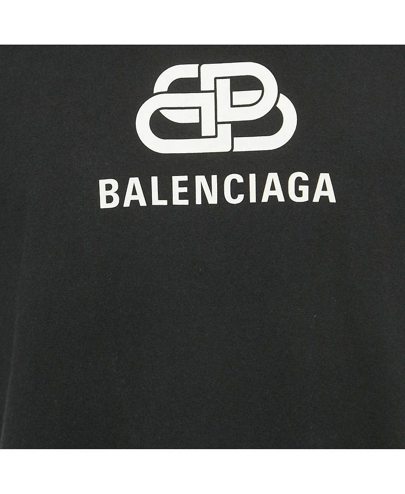 Pre-Owned Balenciaga Men's Black Logo Print Cotton T-Shirt