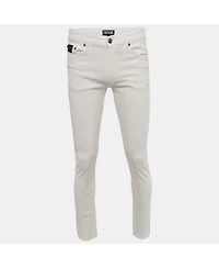 Pre-Owned Versace Men's Jeans Couture White Logo Embroidered Denim Slim Fitr Jeans