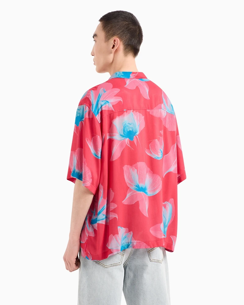 A|X Armani Exchange Men's Boxy-Fit Floral Shirt