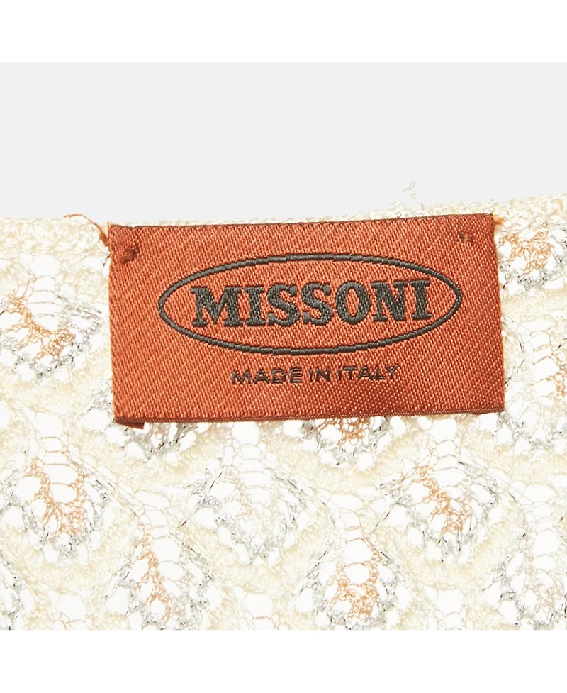 Pre-Owned Missoni Women's Beige Patterned Lurex Knit Ruche Midi Dress