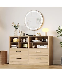 gaomon 4-Drawer Bedroom Dresser with 6 Storage Cubbies and Adjustable Shelves