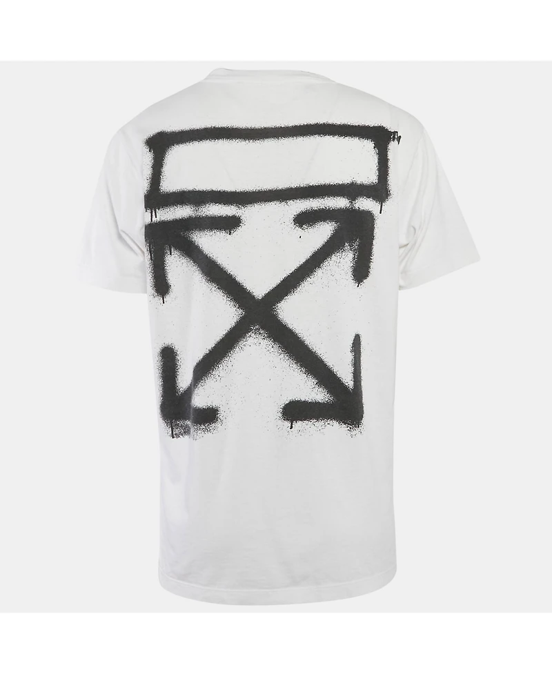 Pre-Owned Off-White Men's White Logo Print Jersey Crew Neck T-Shirt