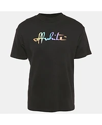 Pre-Owned Off-White Men's Black Painted Logo Cotton Crew Neck T-Shirt
