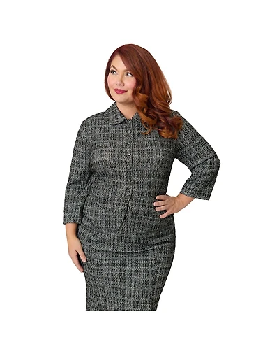 Plus Size Boucle Peplum Jacket