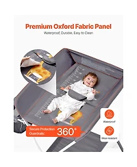 Slickblue Foldable Baby Changing Table with Wheels and Side Basket