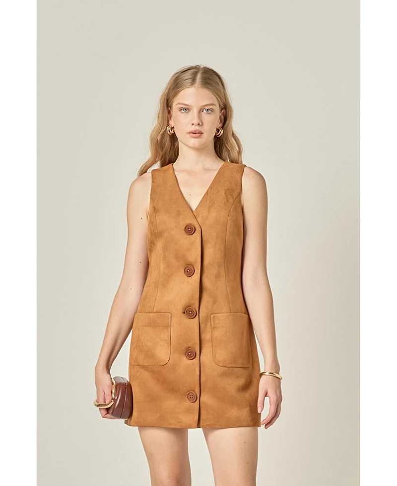English Factory Women's Suede Vest Dress