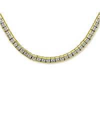 Bling Jewelry Princess-Cut Cz Tennis Necklace & 1CT Square Cz Stud Earrings Jewelry Set Gold-Tone Plated