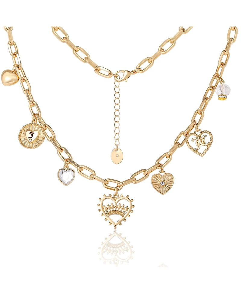 Juicy Couture Heart Juicy Logo Charm Necklace - 18+2''