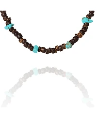 Lucky Brand Men s Wood & Turquoise Beaded 22'' Necklace, Heishi and Turquoise Beads