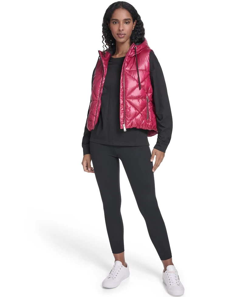 Calvin Klein Women's Performance Diamond Quilt Hooded Puffer Vest